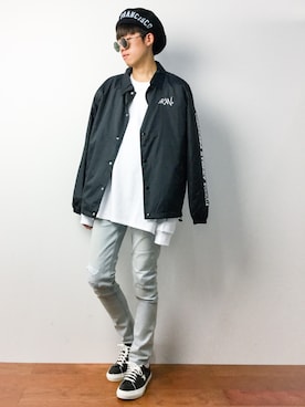 「BEN DAVIS/PROJECT LINE（ベンデイビスプロジェクトライン）のアイテム（ハンチング/ベレー帽）」を使った、まっこいさん（メンズ・176cm）の秋コーディネート