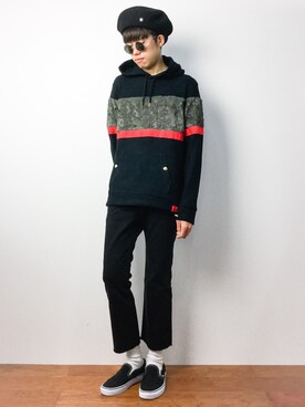 「Education from Youngmachines（エデュケーションフロムヤングマシーン）のアイテム」を使った、まっこいさん（メンズ・176cm）の秋コーディネート