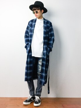 「原宿」｜「アイテム（その他アウター）」を使った、まっこいさん（メンズ・176cm）の秋コーディネート