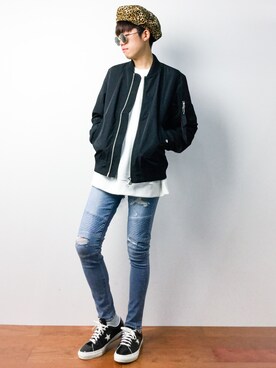 「WEGO（ウィゴー）のアイテム（ハンチング/ベレー帽）」を使った、まっこいさん（メンズ・176cm）の秋コーディネート