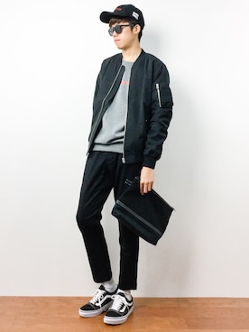 「アイテム（MA-1）」を使った、まっこいさん（メンズ・176cm・20代）の秋コーディネート