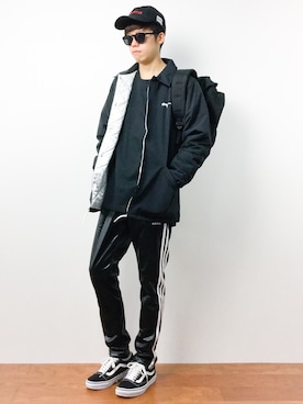 「STUSSY（ステューシー）のアイテム（ナイロンジャケット）」を使った、まっこいさん（メンズ・176cm）の秋コーディネート