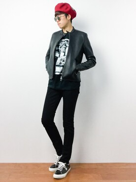 「CASPER JOHN（キャスパージョン）のアイテム（ハンチング/ベレー帽）」を使った、まっこいさん（メンズ・176cm）の秋コーディネート