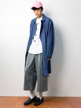 「原宿」｜「アイテム（チェスターコート）」を使った、まっこいさん（メンズ・176cm）の秋コーディネート