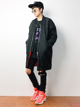 「アイテム（MA-1）」を使った、まっこいさん（メンズ・176cm・20代）の秋コーディネート