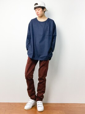 「Dickies（ディッキーズ）のアイテム（帽子）」を使った、まっこいさん（メンズ・176cm）の秋コーディネート