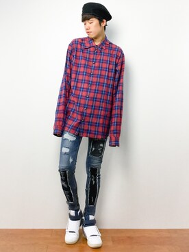 「KaneZ（ケインズ）のアイテム（ハンチング/ベレー帽）」を使った、まっこいさん（メンズ・176cm）の秋コーディネート