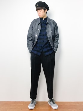 「EDIFICE（エディフィス）のアイテム（デニムジャケット）」を使った、まっこいさん（メンズ・176cm）の秋コーディネート