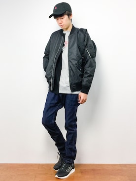 「アイテム（MA-1）」を使った、まっこいさん（メンズ・176cm・20代）の秋コーディネート
