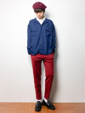 「unrelaxing（アンリラクシング）のアイテム（ハンチング/ベレー帽）」を使った、まっこいさん（メンズ・176cm）の秋コーディネート
