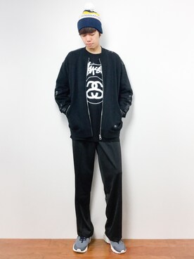「STUSSY（ステューシー）のアイテム（ニットキャップ/ビーニー）」を使った、まっこいさん（メンズ・176cm）の秋コーディネート