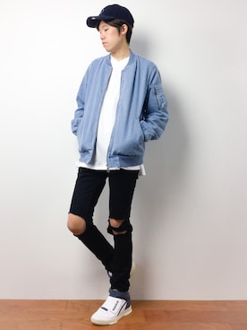 「アイテム（MA-1）」を使った、まっこいさん（メンズ・176cm・20代）の秋コーディネート