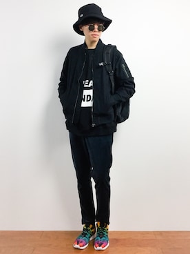 「アイテム（MA-1）」を使った、まっこいさん（メンズ・176cm・20代）の秋コーディネート