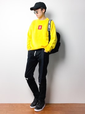 「AAPE BY A BATHING APE（エーエイプバイアベイシングエイプ）のアイテム（パンツ）」を使った、まっこいさん（メンズ・176cm）の秋コーディネート