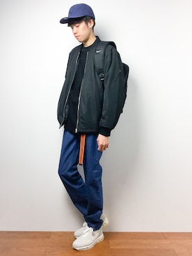 「アイテム（MA-1）」を使った、まっこいさん（メンズ・176cm・20代）の秋コーディネート
