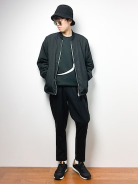 「アイテム（MA-1）」を使った、まっこいさん（メンズ・176cm・20代）の秋コーディネート