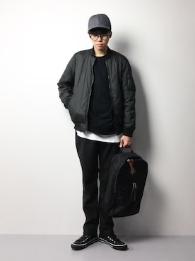 「アイテム（MA-1）」を使った、まっこいさん（メンズ・176cm・20代）の秋コーディネート