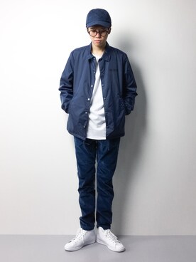 「MONKEY TIME（モンキータイム）のアイテム（Tシャツ/カットソー）」を使った、まっこいさん（メンズ・176cm）の秋コーディネート