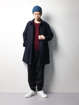 「STUSSY（ステューシー）のアイテム（ニットキャップ/ビーニー）」を使った、まっこいさん（メンズ・176cm）の冬コーディネート