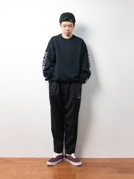 「FRUIT OF THE LOOM（フルーツオブザルーム）のアイテム（スウェット）」を使った、まっこいさん（メンズ・176cm）の冬コーディネート