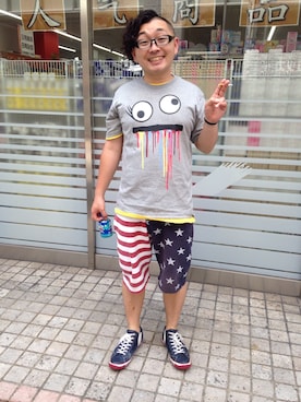 「Champion（チャンピオン）のアイテム（スラックス）」を使った、トップシークレット まさじさん（メンズ・170cm）の春コーディネート