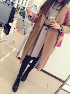 「URBAN RESEARCH（アーバンリサーチ）のアイテム（ステンカラーコート）」を使った、ぶんさん（レディース・171cm）の冬コーディネート