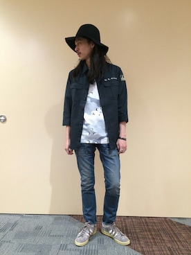 「TYPE BLUE（タイプブルー）のアイテム（パンツ）」を使った、purinさん（メンズ・173cm）の春コーディネート