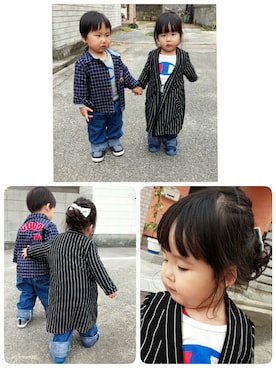 「BOBSON（ボブソン）のアイテム（デニムパンツ）」を使った、☆twins☆彡さん（キッズ・90cm）の春コーディネート
