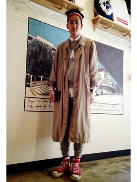 「soe（ソーイ）のアイテム（スウェット）」を使った、takeakiさん（メンズ・178cm）の春コーディネート