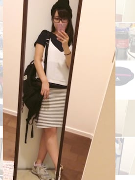 「one after another NICE CLAUP（ワンアフターアナザーナイスクラップ）のアイテム（ニットキャップ/ビーニー）」を使った、cohiroさん（レディース・160cm）の夏コーディネート