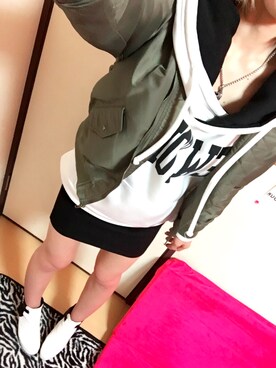 「one way（ワンウェイ）のアイテム（ブルゾン）」を使った、みぃちゃん‥❤︎さん（レディース・164cm）の夏コーディネート