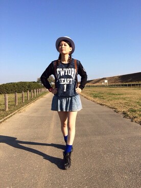 「LB-03（エルビー・ゼロスリー）のアイテム（スウェット）」を使った、Saoriiiiさん（レディース・165cm）の秋コーディネート