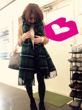 「NATURAL BEAUTY BASIC（ナチュラルビューティーベーシック）のアイテム（ステンカラーコート）」を使った、るーるーさん（レディース・145cm）の冬コーディネート