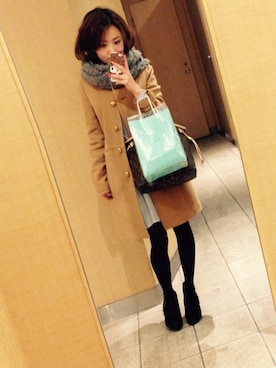 「NATURAL BEAUTY BASIC（ナチュラルビューティーベーシック）のアイテム（ステンカラーコート）」を使った、るーるーさん（レディース・145cm）の春コーディネート