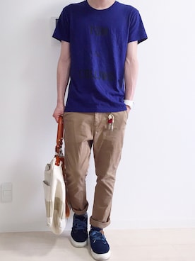 「STUDIOUS（ステュディオス）のアイテム（スニーカー）」を使った、ぽるぽるさん（メンズ・170cm）の夏コーディネート