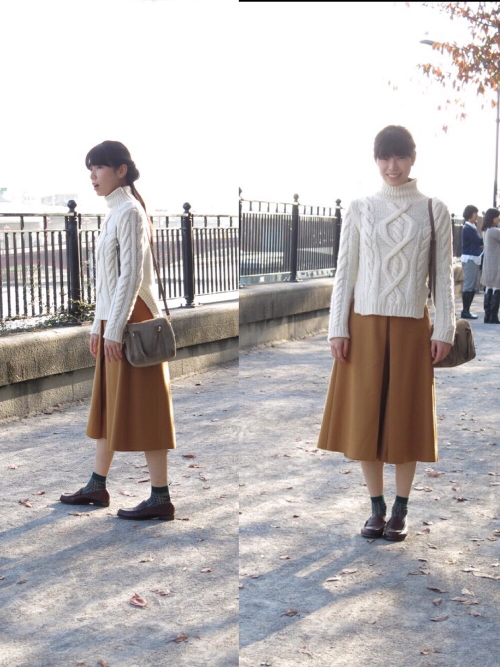 「muller of yoshiokubo、GINGERALE、united arrows、CASIO、浅草、ichikoozaki」｜「GINGER ALEのアイテム（ニット/セーター、ホワイト系）」を使った、おちさん（レディース・168cm）の秋コーディネートの1枚目の写真