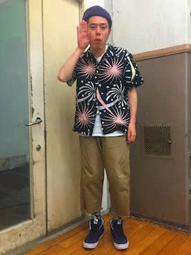 「SASQUATCHfabrix.（サスクワァッチファブリックス）のアイテム（スニーカー）」を使った、好井まさおさん（メンズ・171cm）の春コーディネート