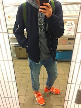 「寒い」｜「アイテム（ミリタリージャケット）」を使った、ぷーさん（メンズ・164cm）の秋コーディネート