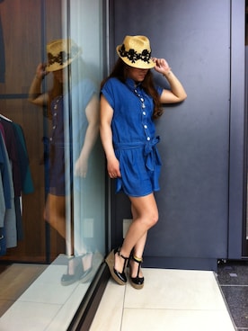 「SILAS（サイラス）のアイテム（つなぎ/オールインワン）」を使った、emiさん（レディース・152cm）の夏コーディネート