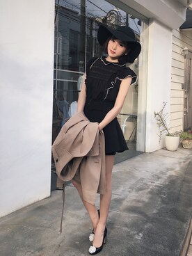「SNIDEL（スナイデル）のアイテム（ピーコート）」を使った、Helena美洋洋さん（レディース・162cm）の夏コーディネート