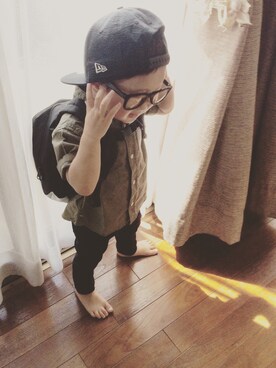 「abcd（ナシ）のアイテム（バッグ）」を使った、あさん（キッズ・90cm）の春コーディネート