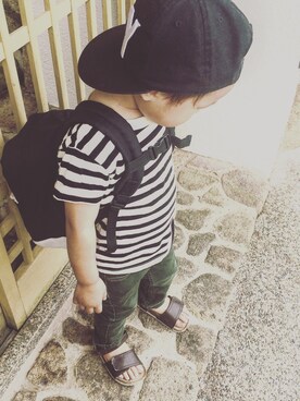 「abcd（ナシ）のアイテム（バッグ）」を使った、あさん（キッズ・90cm）の夏コーディネート