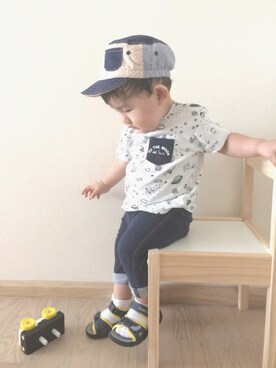 「OSHKOSH（オシュコシュ）のアイテム（サンダル）」を使った、RYU ◡̈♡さん（キッズ・80cm）の春コーディネート