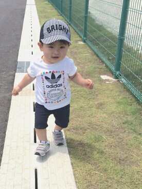 「BdeR（ビーデアール）のアイテム（帽子）」を使った、RYU ◡̈♡さん（キッズ・80cm）の夏コーディネート