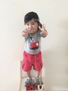 「BdeR（ビーデアール）のアイテム（帽子）」を使った、RYU ◡̈♡さん（キッズ・80cm）の夏コーディネート