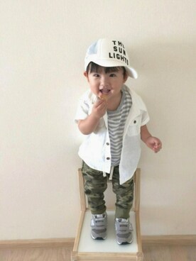「ドラフトGAP」｜「アイテム（キャップ）」を使った、RYU ◡̈♡さん（キッズ・80cm）の夏コーディネート