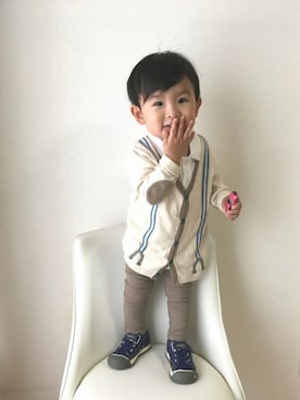 「アイテム（ポロシャツ）」を使った、RYU ◡̈♡さん（キッズ・80cm）の秋コーディネート