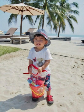 「花柄パンツ」｜「アイテム（水着/着物・浴衣）」を使った、RYU ◡̈♡さん（キッズ・80cm）の秋コーディネート