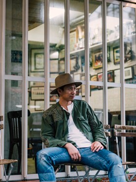 「BRONTE（ブロンテ）のアイテム」を使った、Victor Hsuさん（メンズ・177cm）の夏コーディネート