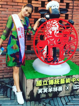 「Desigual（デシグアル）のアイテム（ドレス）」を使った、Yuki Du Sonodaさん（レディース・170cm）の秋コーディネート